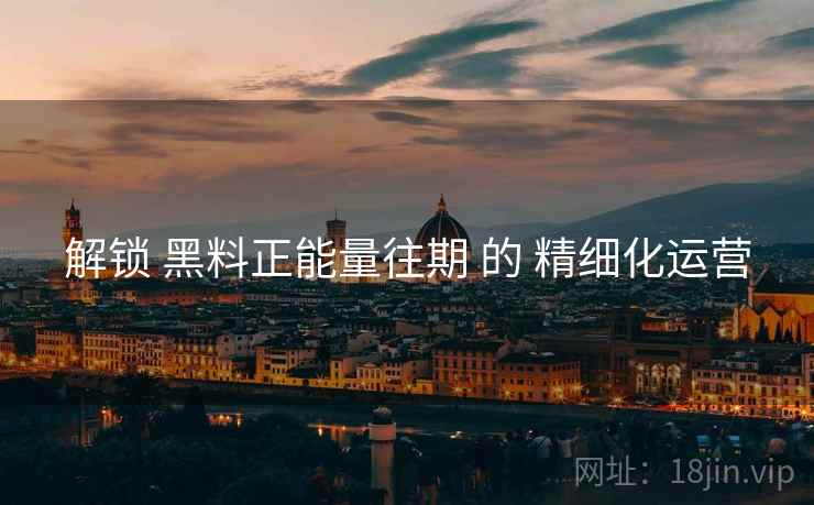 解锁 黑料正能量往期 的 精细化运营