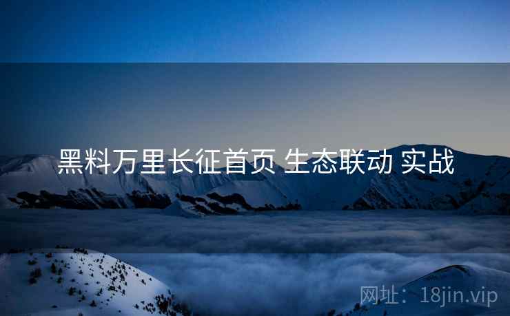 黑料万里长征首页 生态联动 实战
