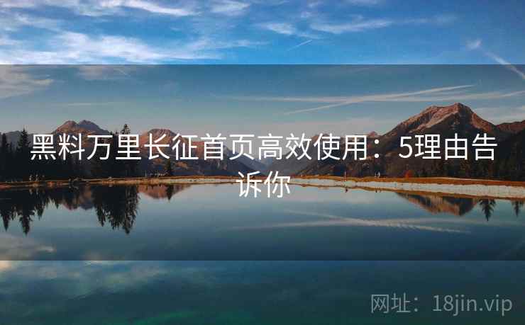 黑料万里长征首页高效使用：5理由告诉你