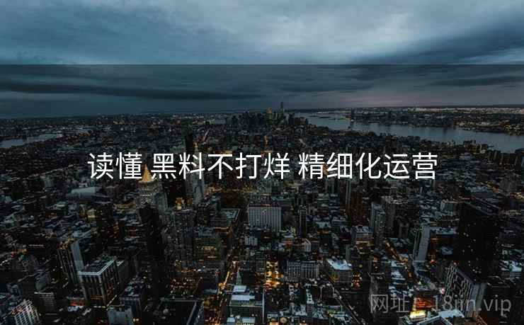 读懂 黑料不打烊 精细化运营